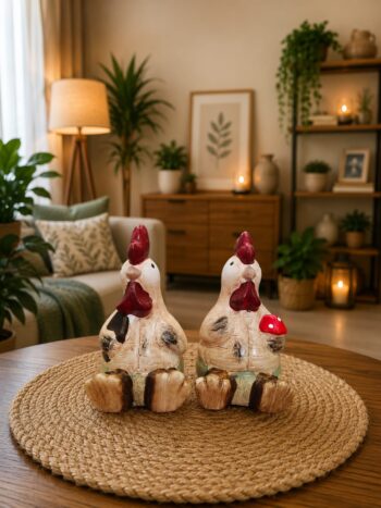 Decorative Ceramic Hen Figurine Set (Set of 2)
