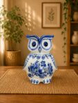 Blue Pottery Ceramic Owl