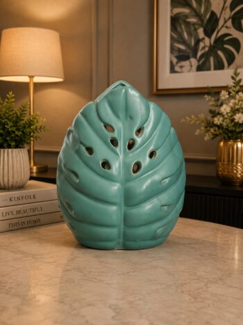 Elegant Leaf Design Ceramic Vase