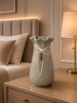 Elegant Ribbed Ceramic Flower Vase