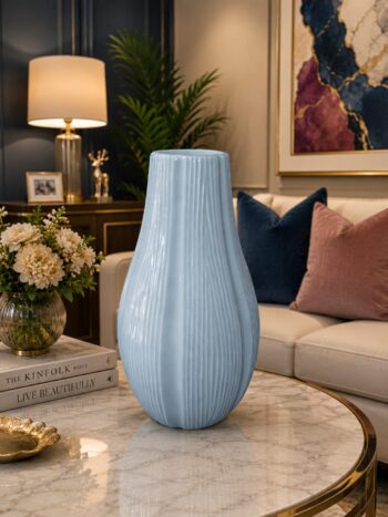 Modern Ribbed Ceramic Flower Vase